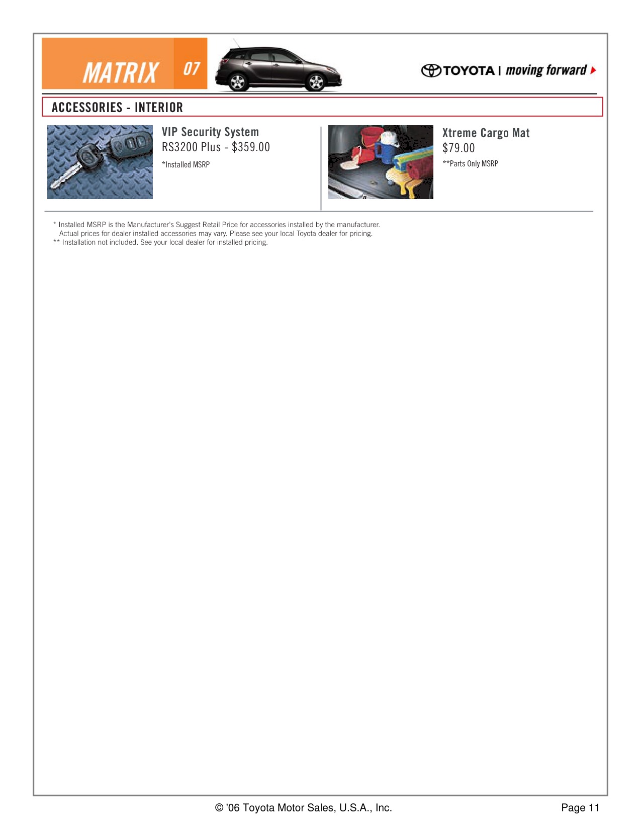 2007 Toyota Matrix Brochure Page 1